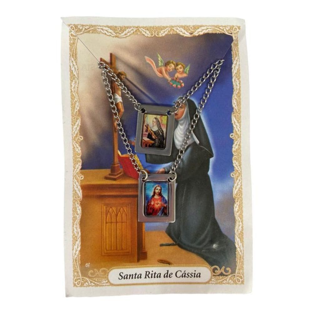 Escapulário Católico Em Aço Inox Foto 32 Cm - Escolha O Seu