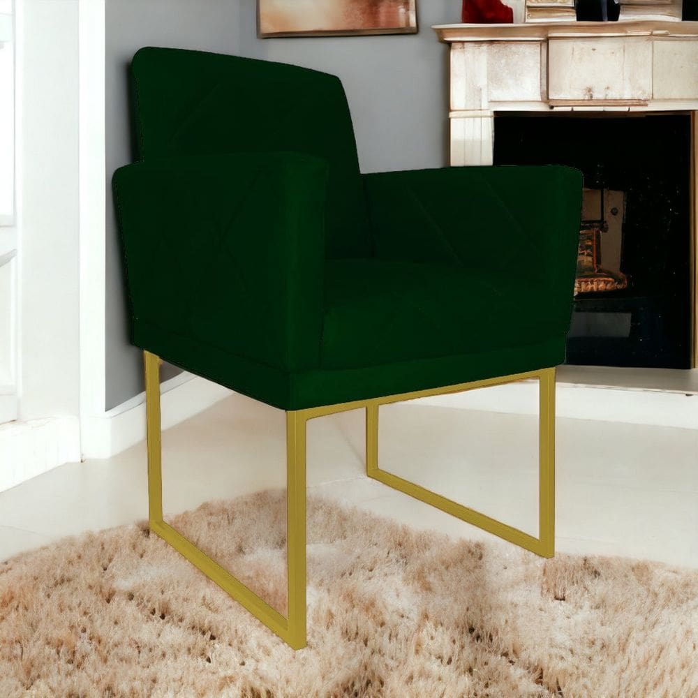 Poltrona Decorativa Pé Ferro Klara Suede Verde - Londrilar