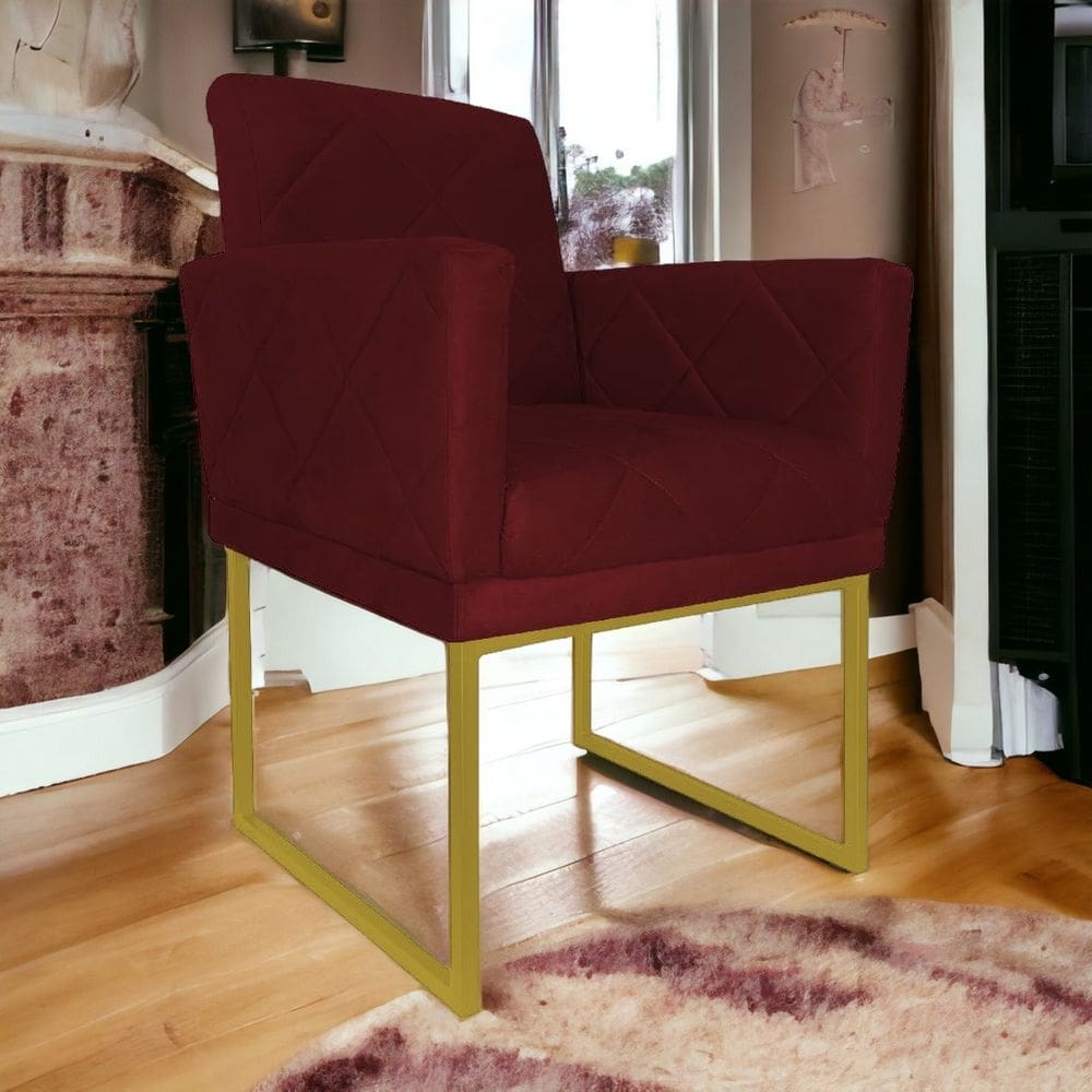 Poltrona Decorativa Pé Ferro Klara Suede Bordo - Londrilar