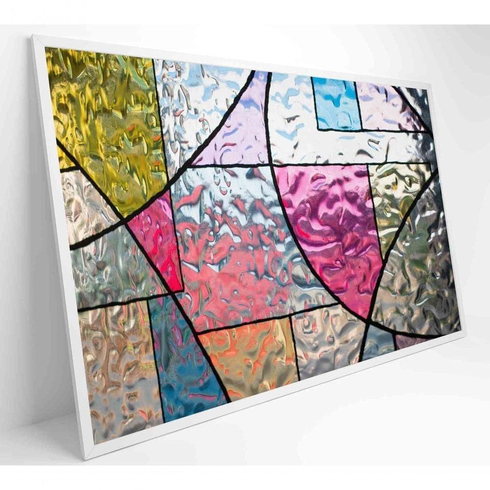 Quadro Vitral Geométrico Colorido Medidas 90x60 Cm Impressão Tecido Canvas