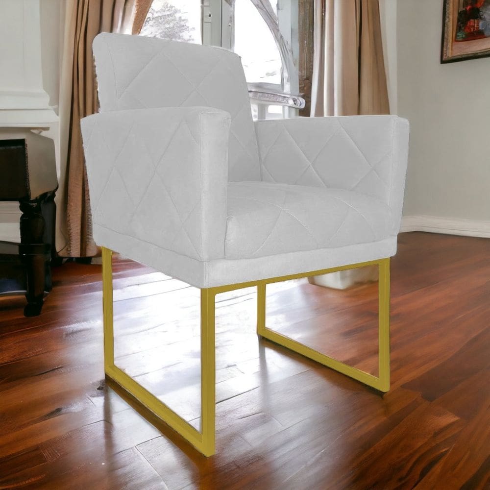 Poltrona Decorativa Pé Ferro Klara Suede Branco - Londrilar