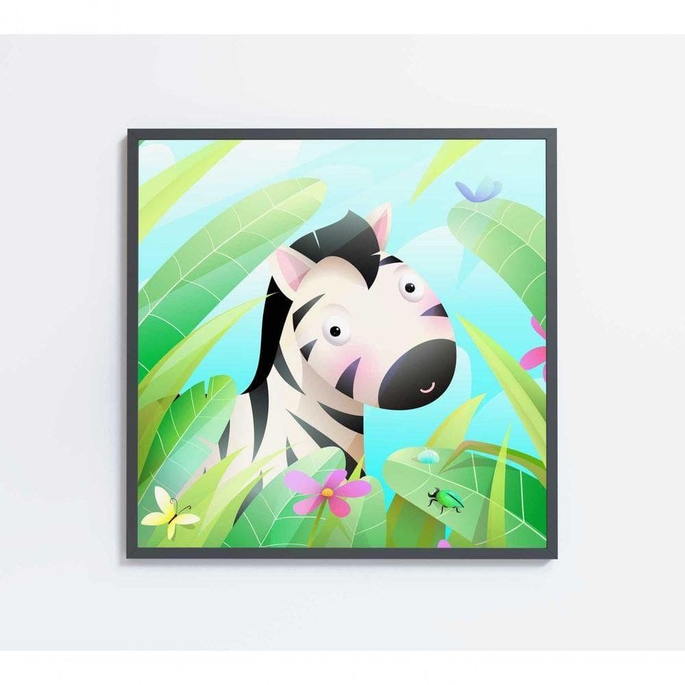 Quadro Infantil Zebra Medidas 80x80 Cm Impressão Adesivo Fotográfico