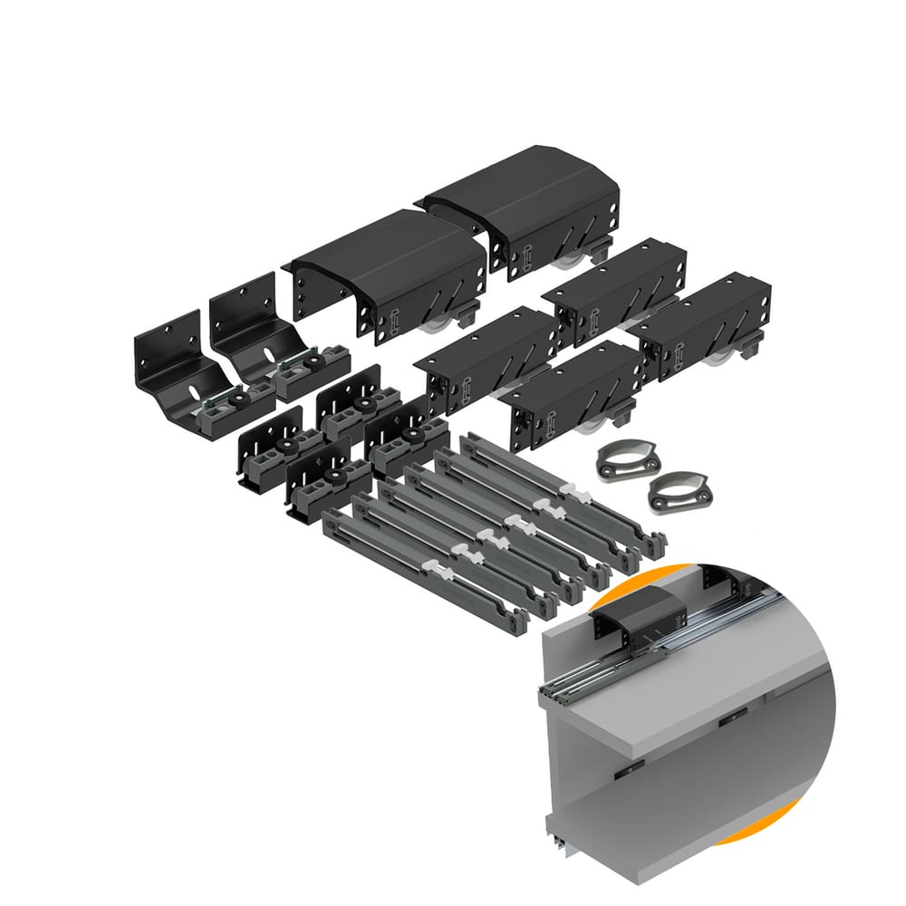 Kit Sistema Para Porta de Correr Dominus Até 20 Kg Para 3 Portas Rometal