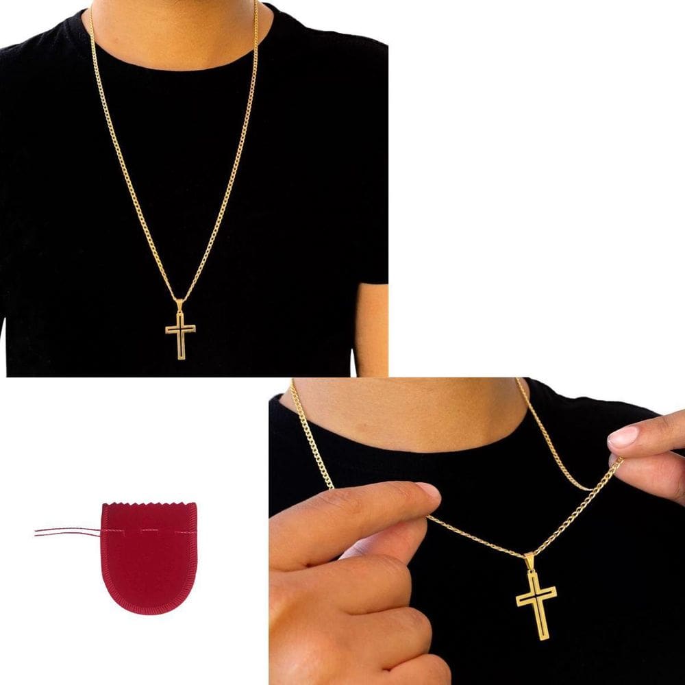 Cordão Corrente Aço Dourado Banhado A Ouro 18K + Pingente