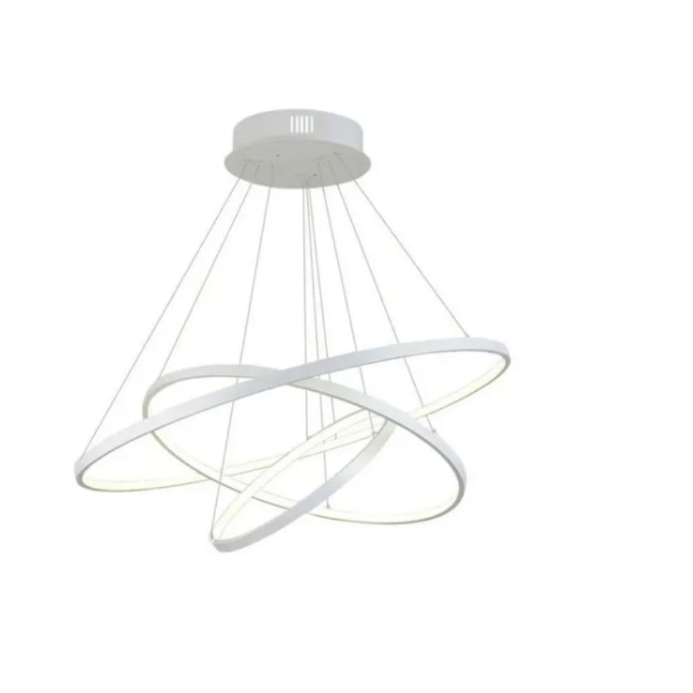 Lustre Led Moderno Pendente Anéis 89w 3 Arcos Branco Brinovar