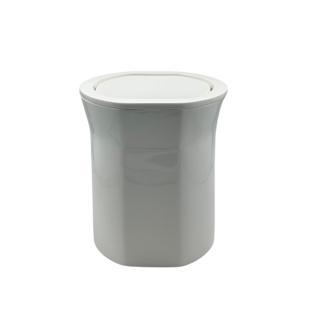 Lixeira Oval Basculante 5L Em Resina Branco
