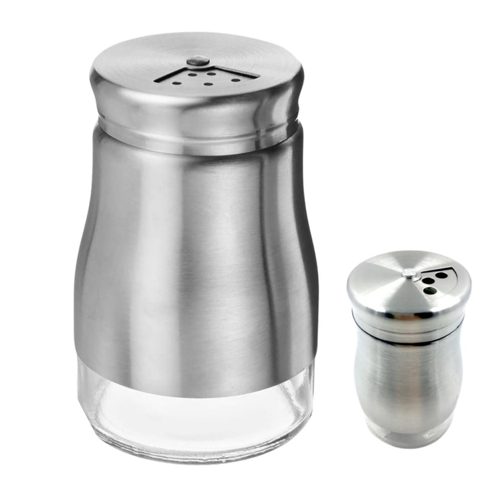 Saleiro Porta Condimentos e Temperos de Vidro e Inox
