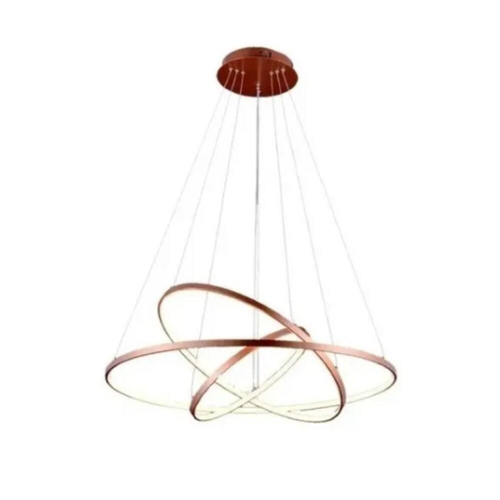 Lustre Led Moderno Pendente Anéis 89w 3 Arcos Rose Brinovar