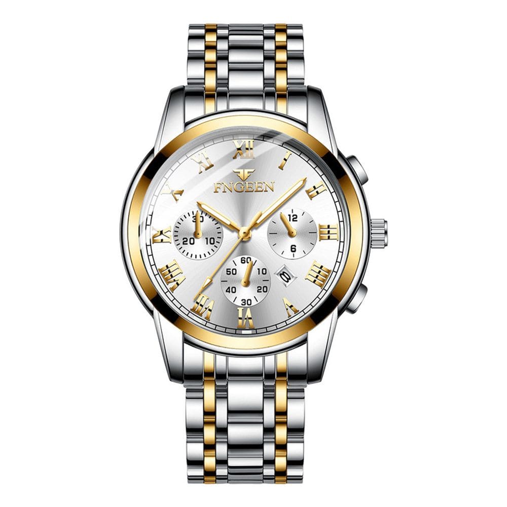 Relógio Glow-in-the-Dark Calendar s Steel Strap Men