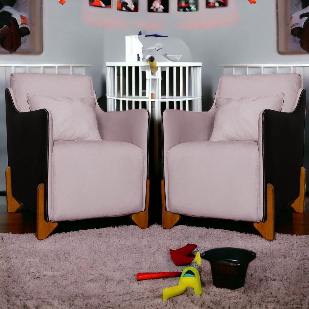 Kit 2 Poltronas Decorativa Heloisa Veludo Rose/Corano Preto - Londrilar