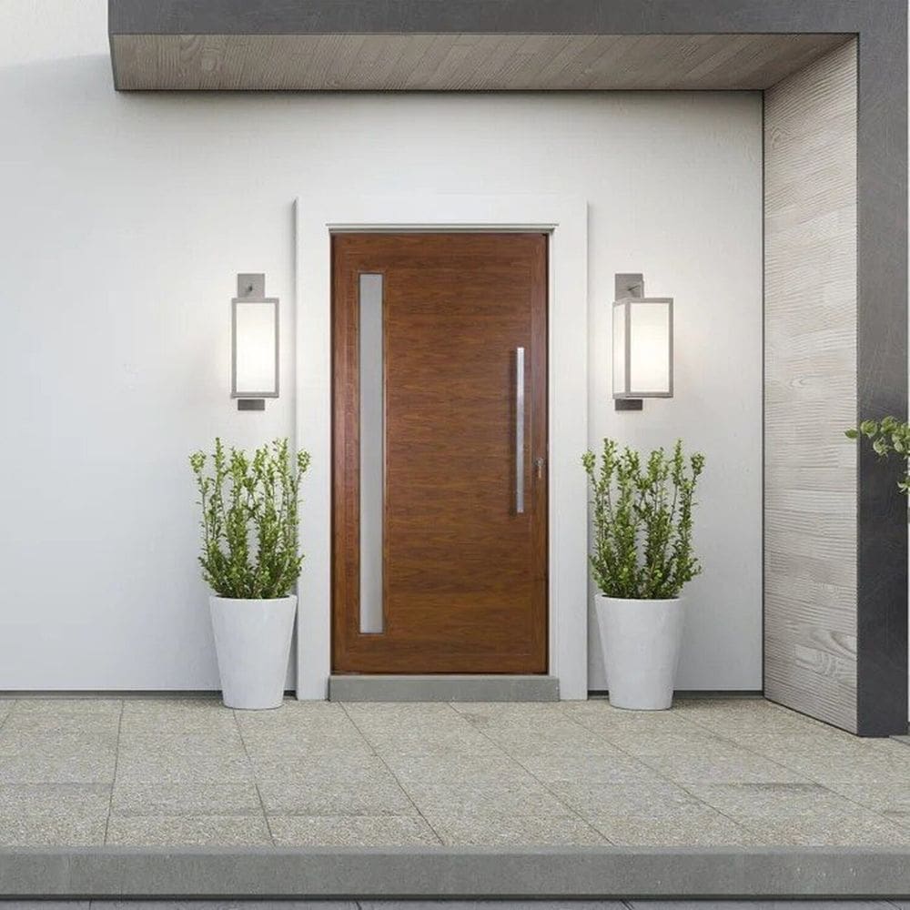 Porta de Aluminio Lambril Pivotante 220x120cm com Puxador Topsul Esquadrisul Marrom