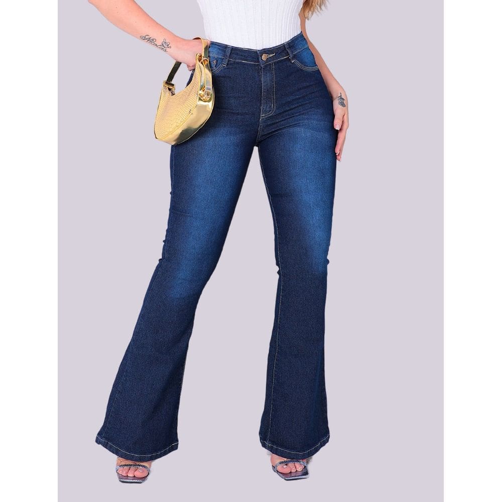 Calça Flare Boca de Sino Cintura Alta Lady X