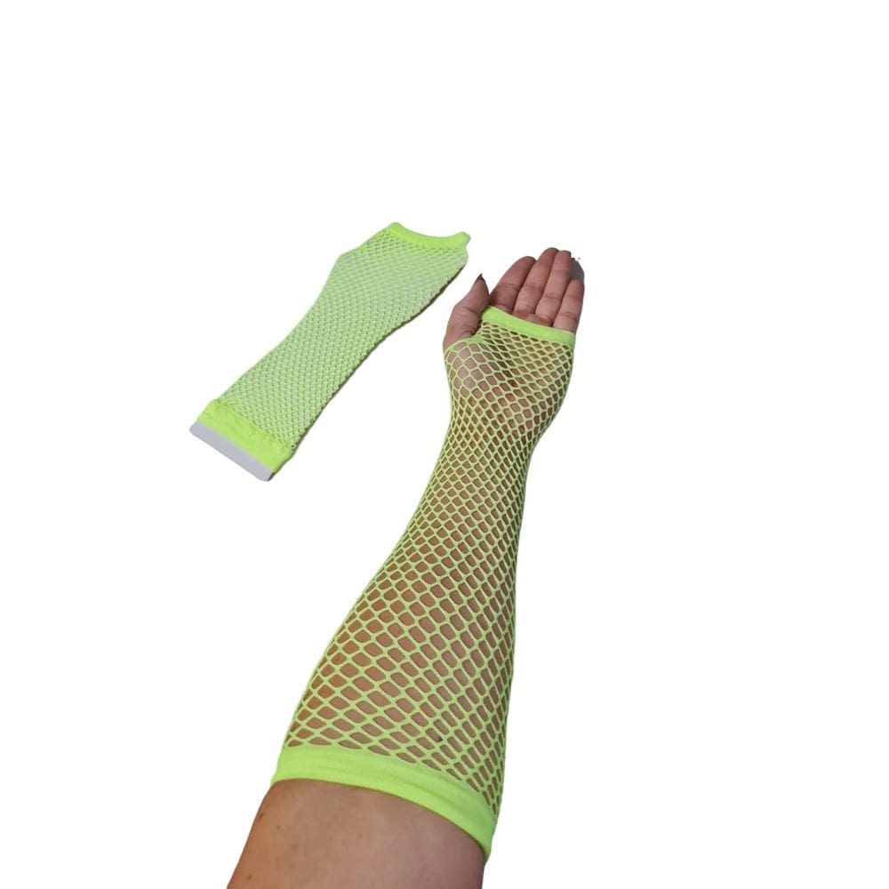 1 Par De Luvas De Malha Arrastão Verde, Luva Longa Fashion