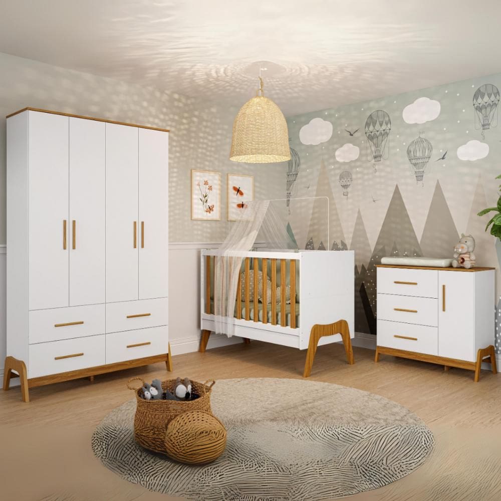 Quarto Bebê Completo Berço Americano Guarda Roupas Cômoda