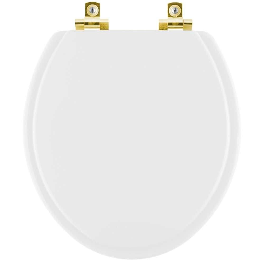 Assento Sanitário com Fechamento Lento Colonial Branco para vaso Hervy com Ferragem Dourada