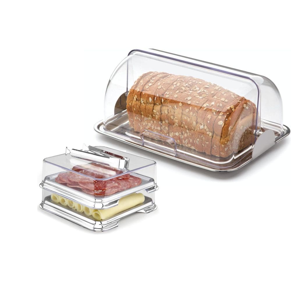 Kit Porta Pão E Porta Frios Aço Inox Tampa E Pinça - Forma