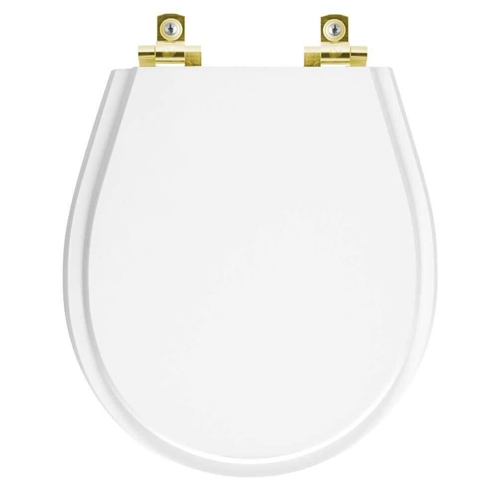 Assento Sanitário Soft Close Avalon Branco para vaso Ideal Standard com Ferragem Dourada