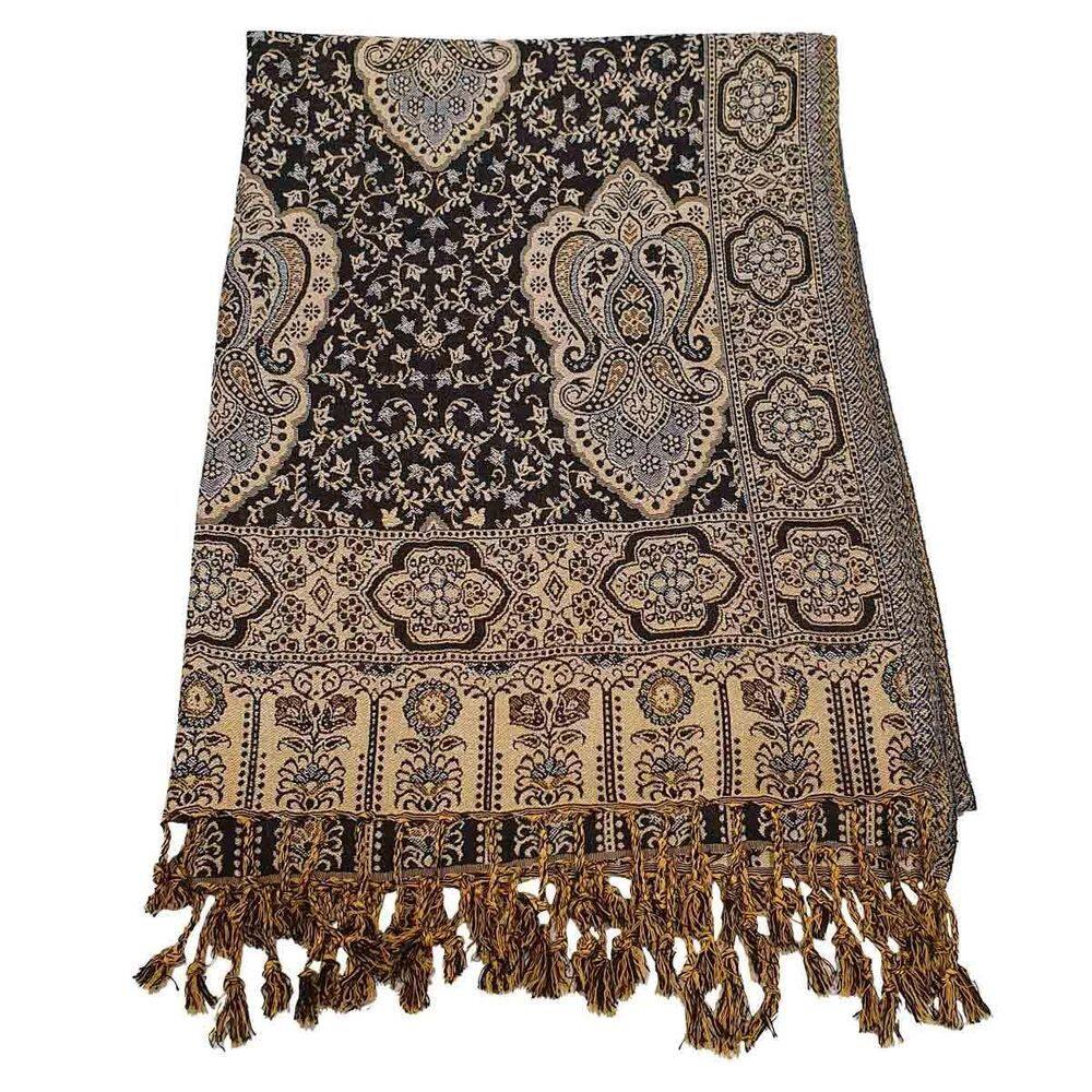 Pashmina Estampada 100% Viscose Preto 70Cmx200Cm