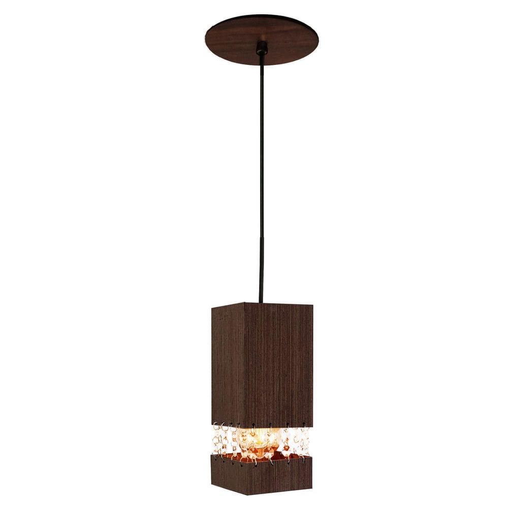 Luminária Lustre Pendente Madeira Cristal