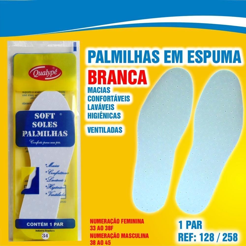 Palmilha Espuma Ajuste Calçado Qualypé Soft Solesbranco 33