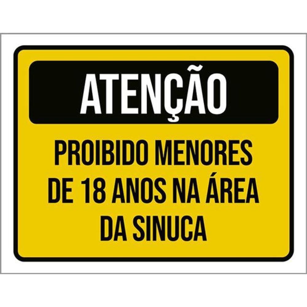 Kit 3 Placas Atenção Proibido Menores 18 Anos Sinuca 36X46