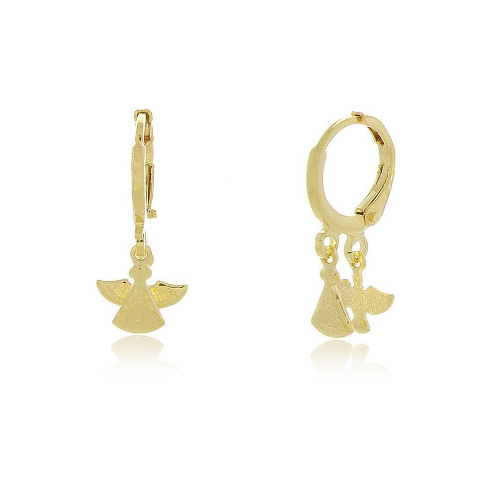 Brinco Argola Mini Espírito Santo E Nossa Senhora Banhado A