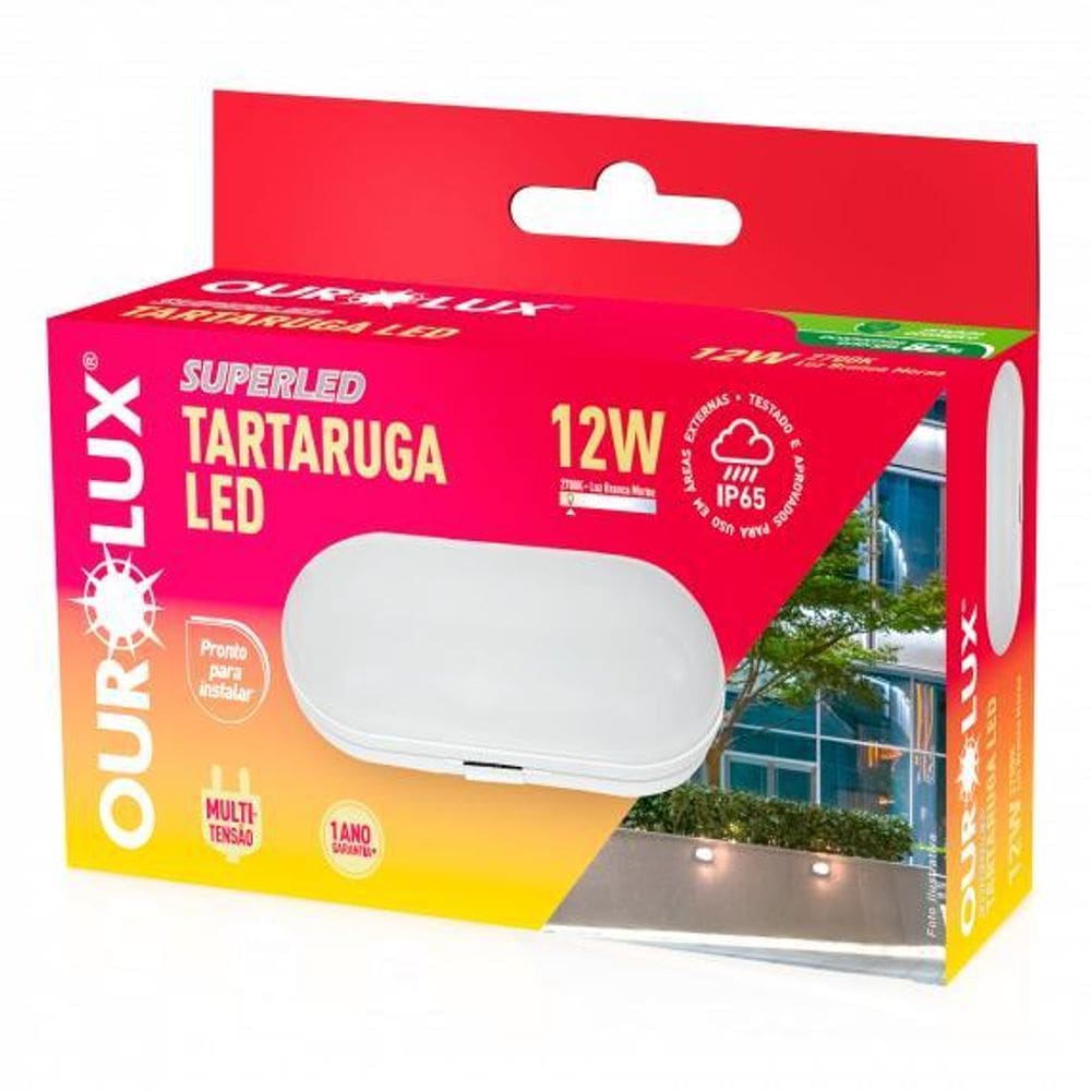 Luminária Ourolux Tartaruga Led Oval 12W Ip65 2700K