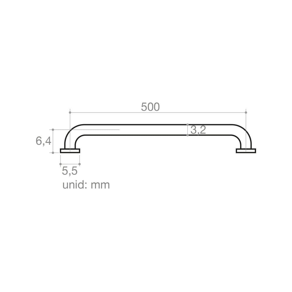 Barra de Apoio Metal Idoso Deficiente 50 Cm Banheiro Preto