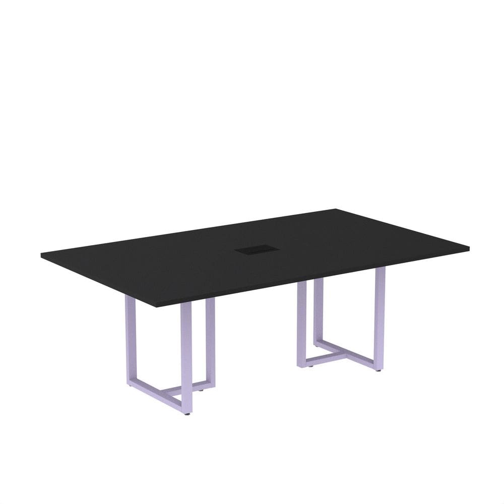 Mesa de Reunião Retangular com Power Box 200x90cm Mr2000p25tub Preto/Lilás