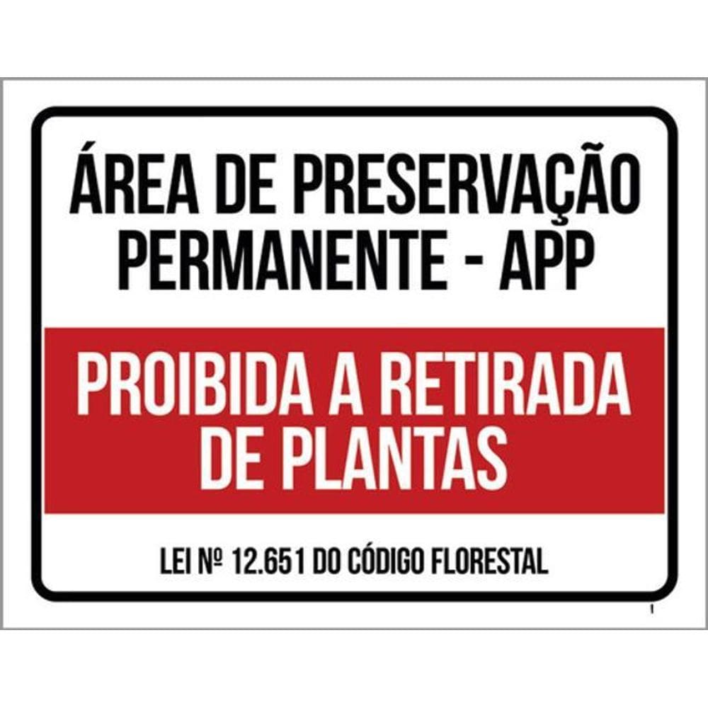 Kit 10 Placa Preservação Permanente Retirada Plantas36X46