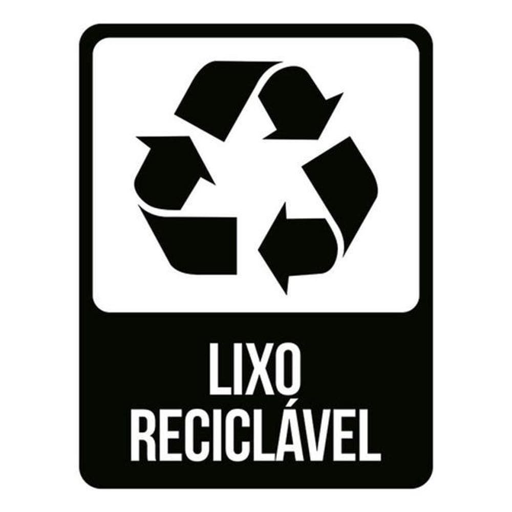 Kit 10 Placas Lixo Reciclável Preta 36X46