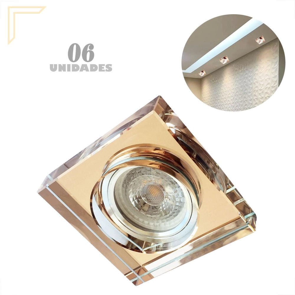 6 Spot De Cristal Espelhado Rose Embutir Mr16 Corredor Lup66
