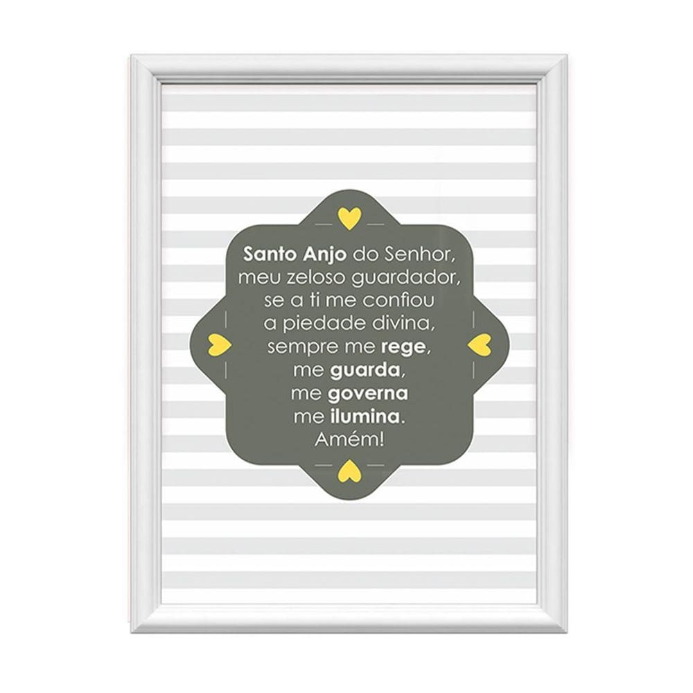 Quadro Decorativo Santo Anjo Do Senhor Listrado Amarelo
