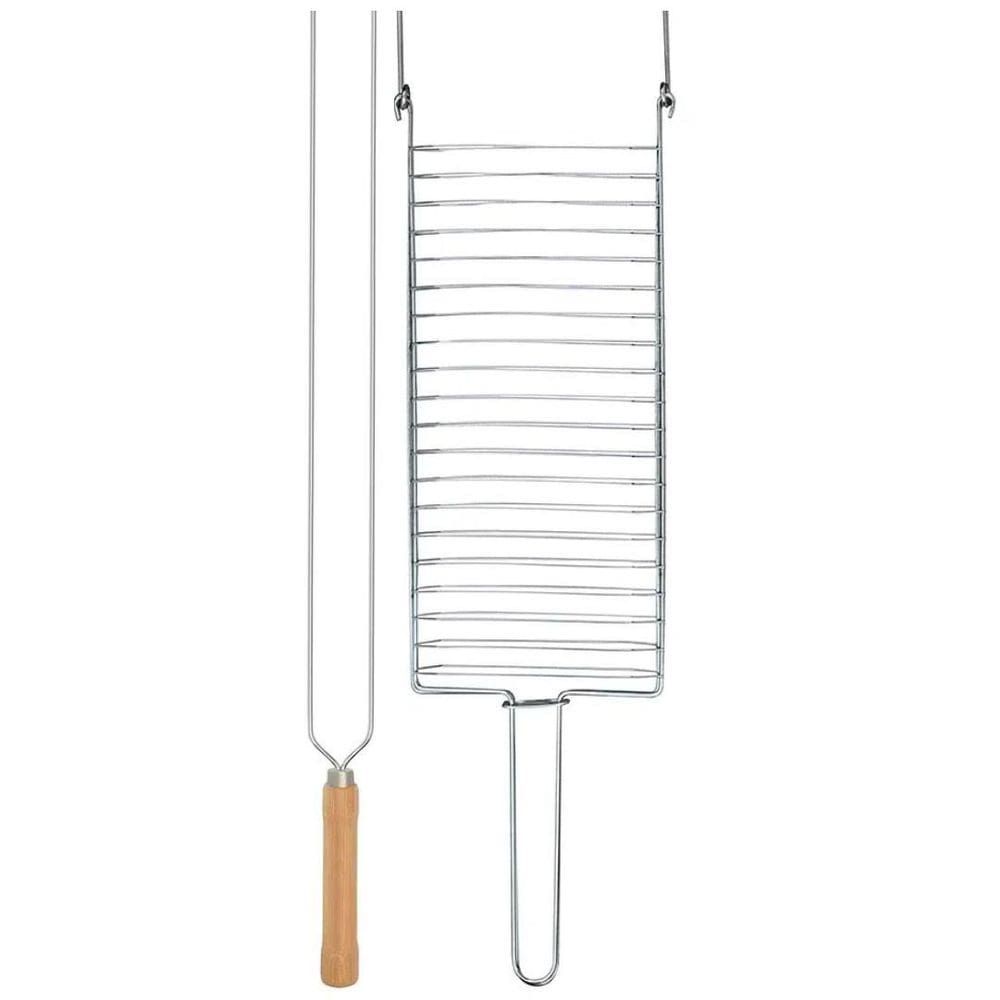 Kit Preparo Churrasco 2Pc Churrasqueira Grelha E Espeto 55Cm