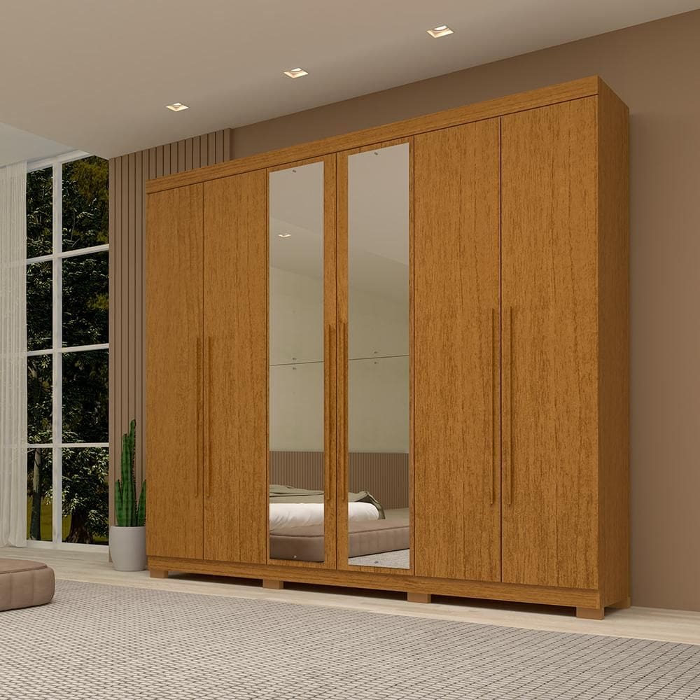 Guarda-Roupa Casal Itália 6 Portas Com Espelho Linhamobília
