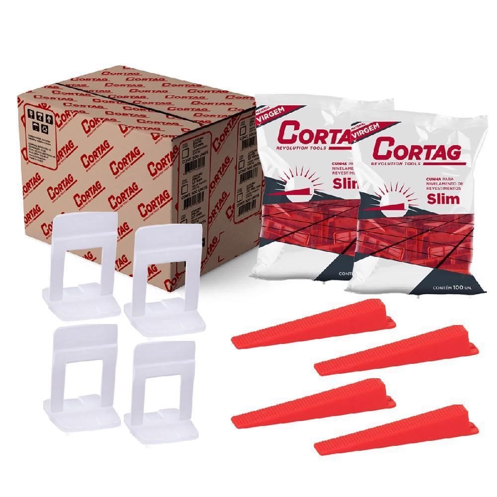 1000 Espaçadores Nivelador 2Mm Slim + 200 Cunhas Slim Cortag