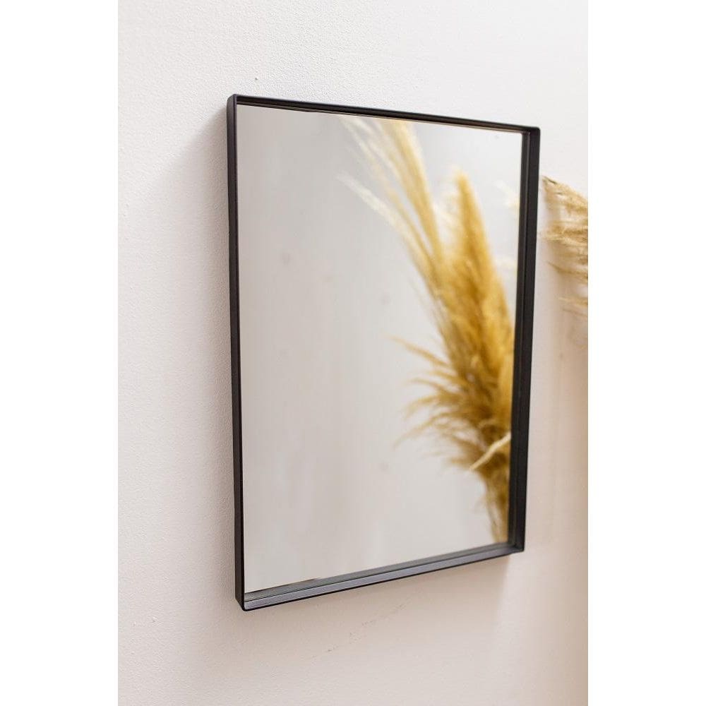 Espelho Luxo Quadrado Retrô 60x60cm Moldura de Aço Preto