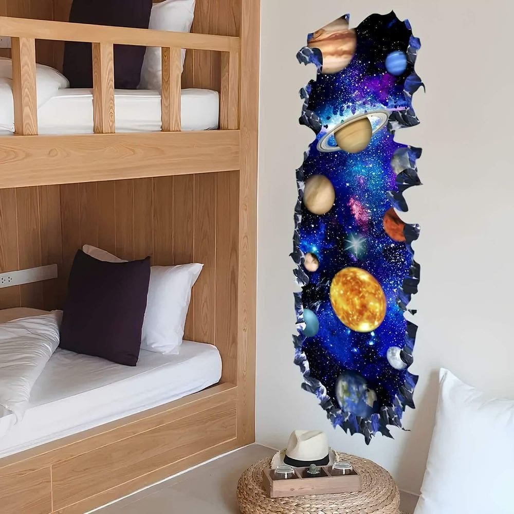 Adesivo De Parede Buraco Falso Planetas