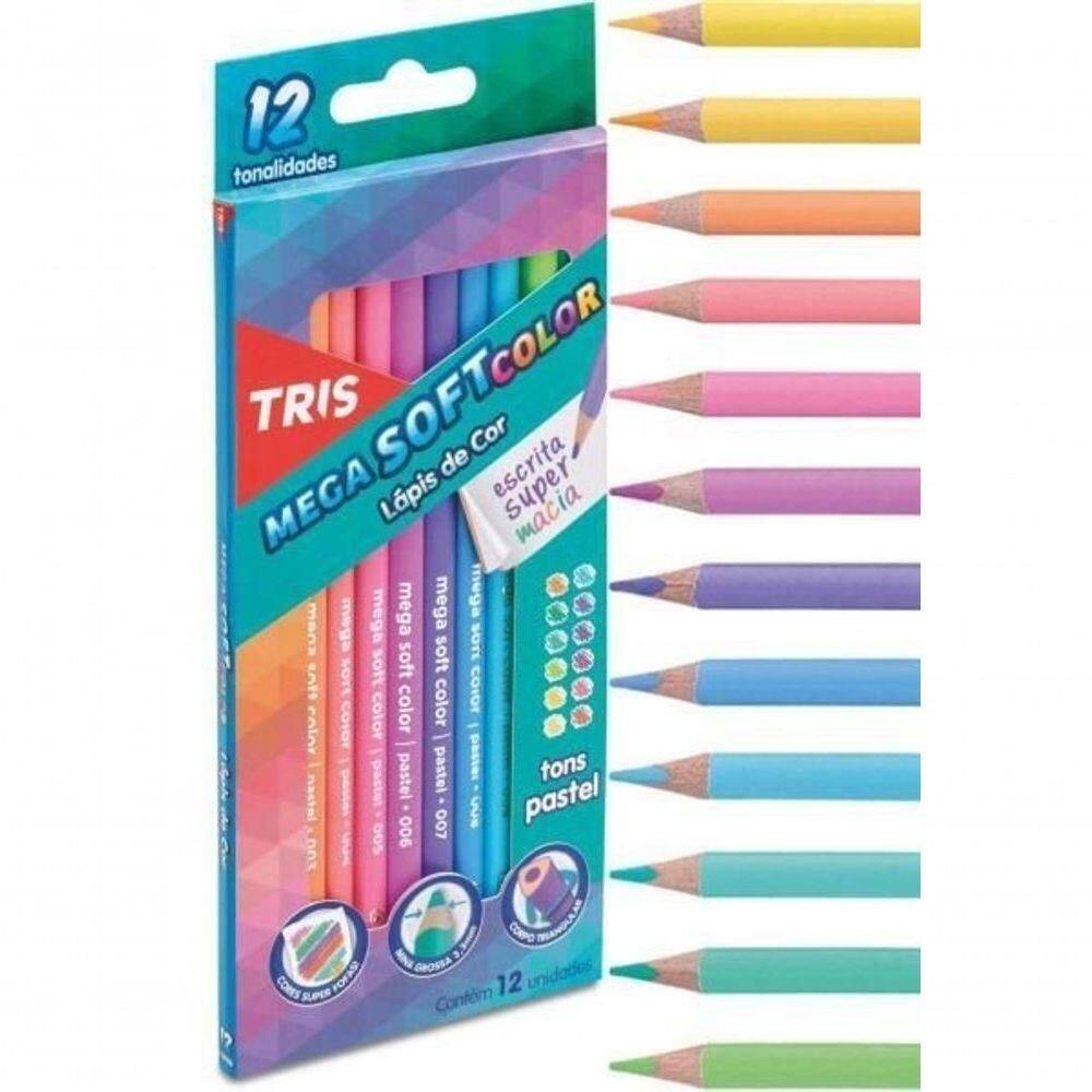 Lápis De Cor Tons Pastéis 12 Cores Soft Tris