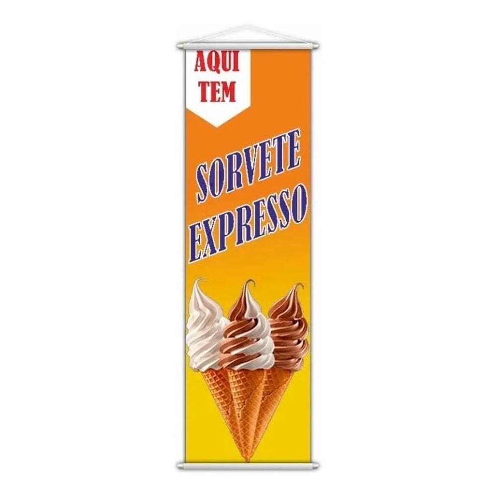 Banner Sorvete Expresso Soft Casquinha 100X30Cm