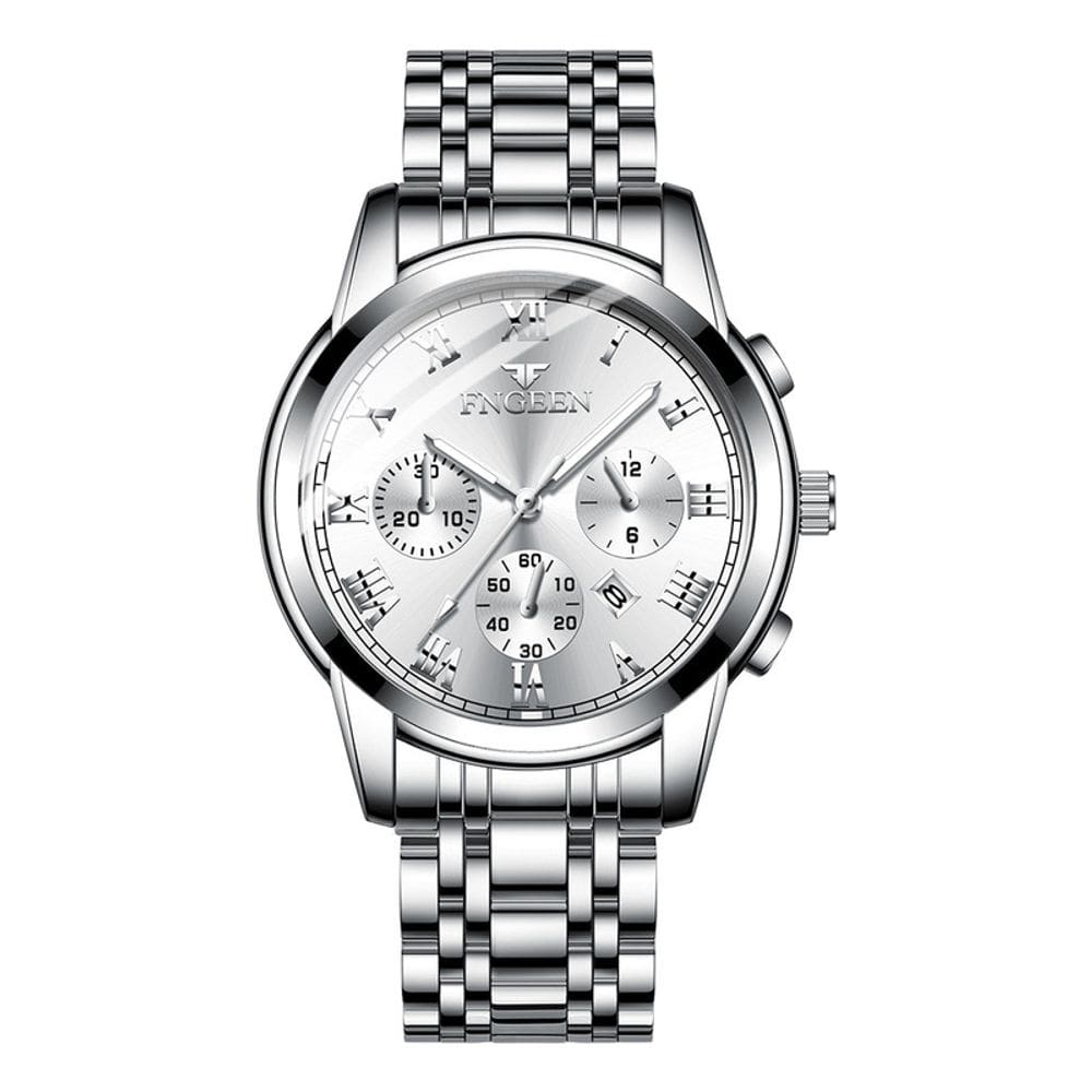 Relógio Glow-in-the-Dark Calendar s Steel Strap Men