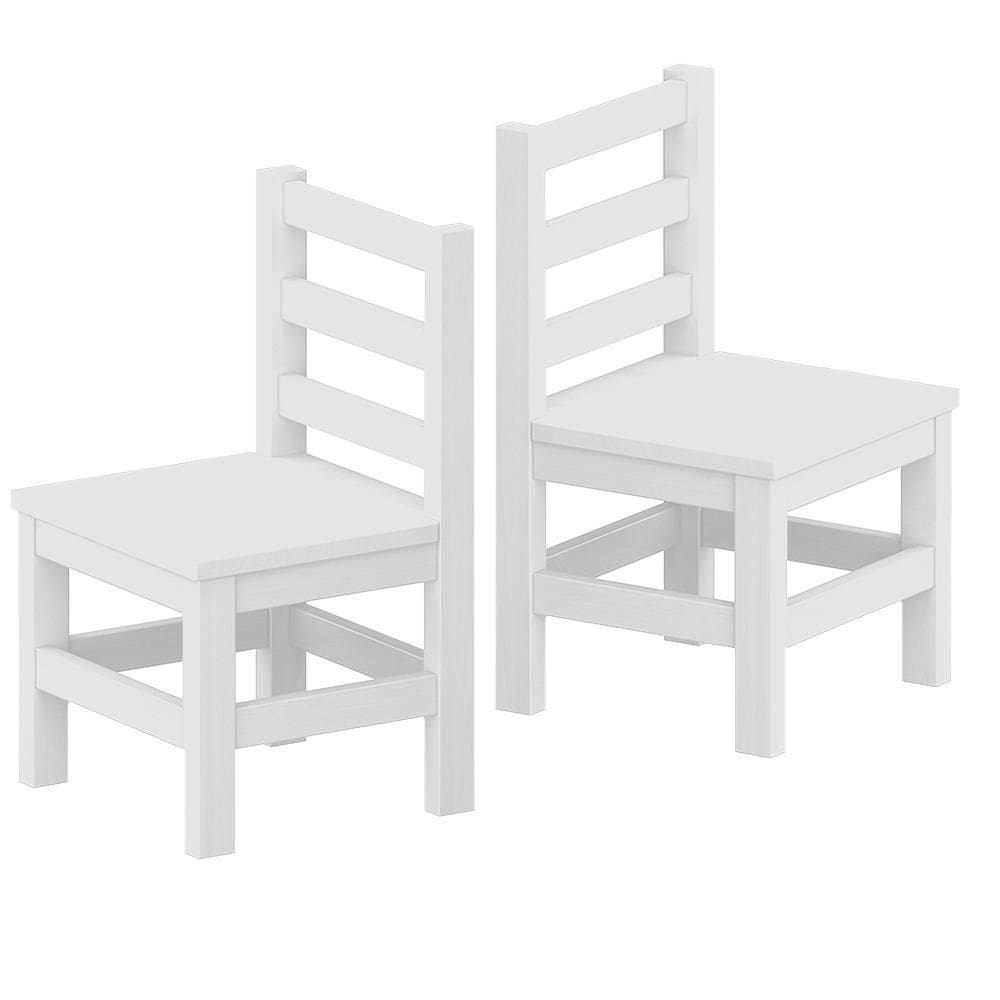 Kit 2 Cadeiras De Madeira Maciça Infantil Branco Nerim Jm Móveis