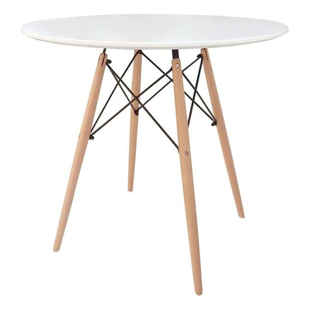 Mesa Eames Redonda 90cm - Tampo de Madeira