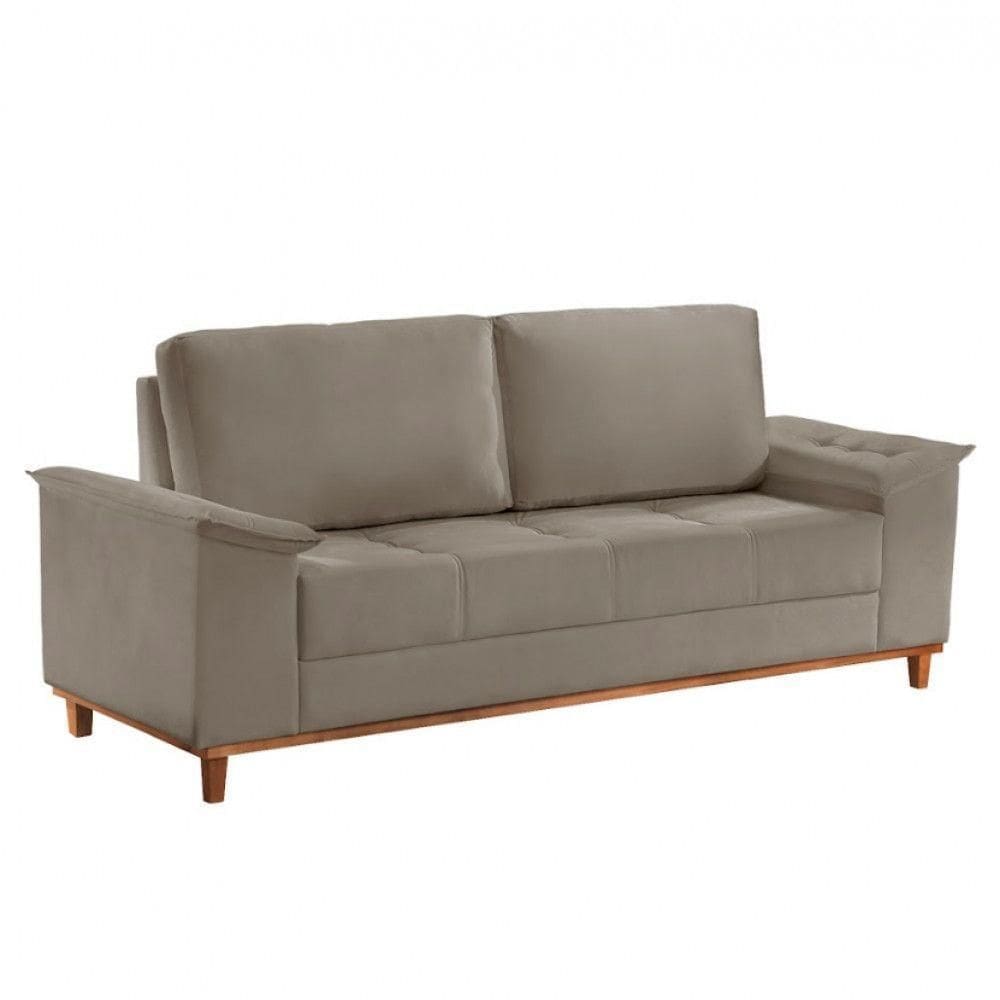 Sofá Ravena Veludo 03 Lugares D28 Meu Sofá Online B002 Veludo Capuccino