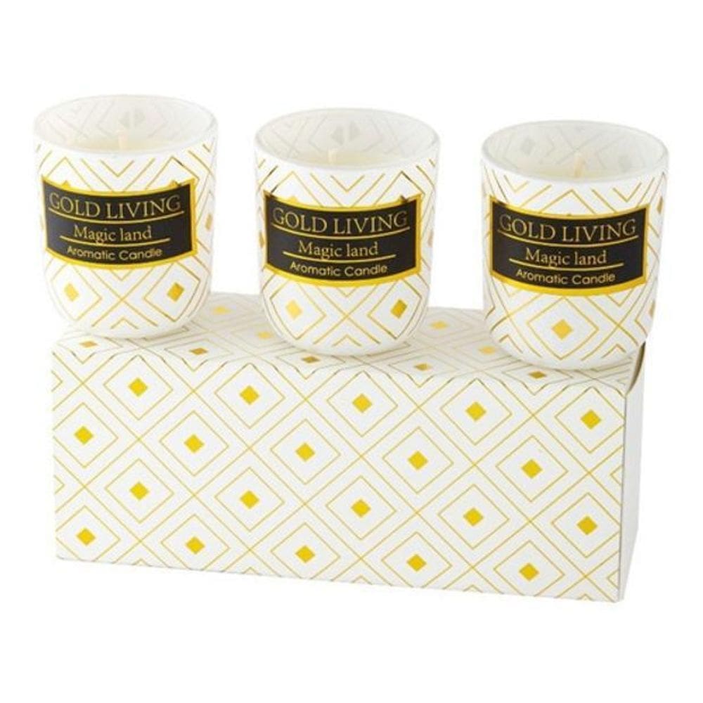 Kit Velas Aromatizada Decorativa Copo Vidro Branco Perfumada