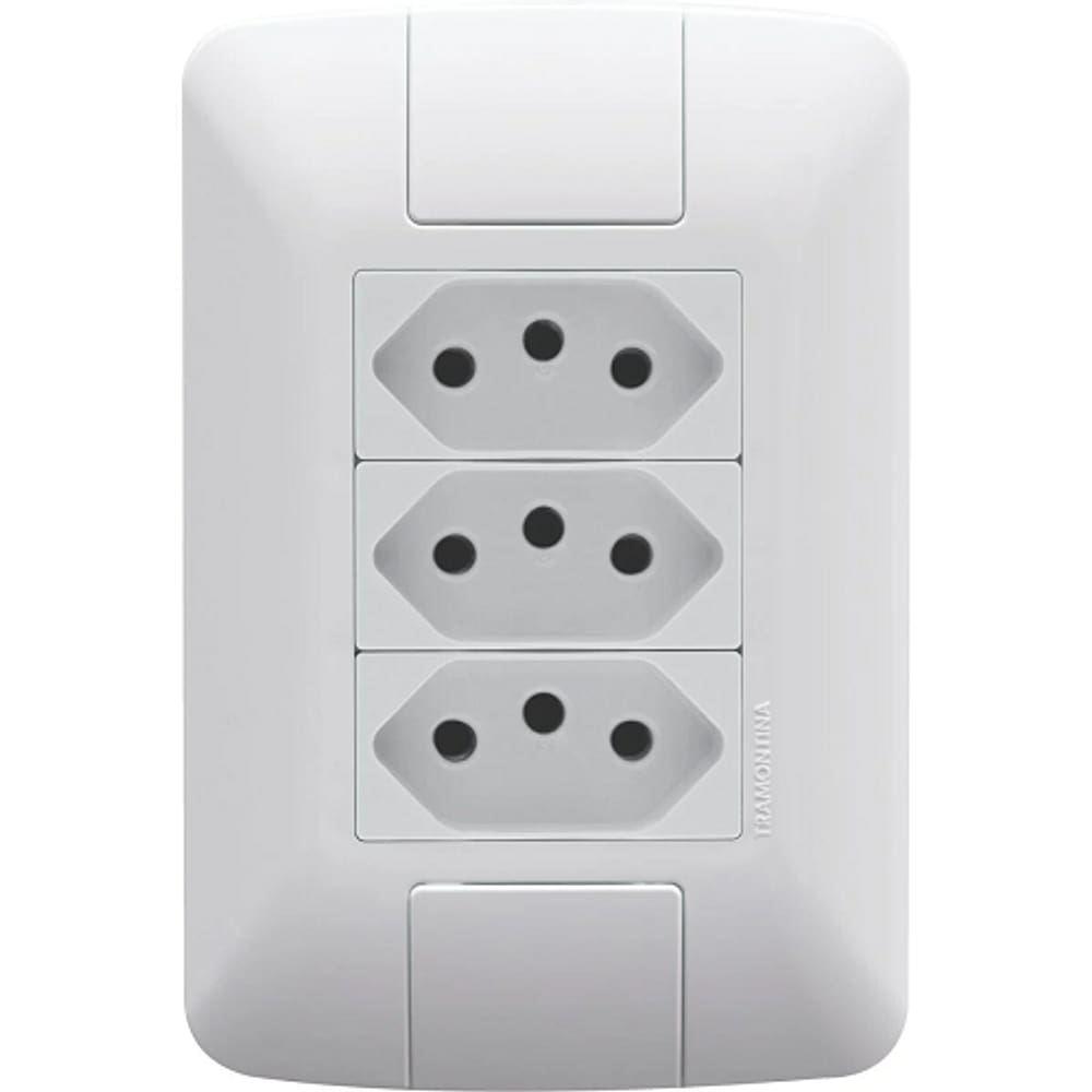 Conjunto 4x2 com 3 Tomadas 2P+T 10 A 250 V Tramontina Liz Branco