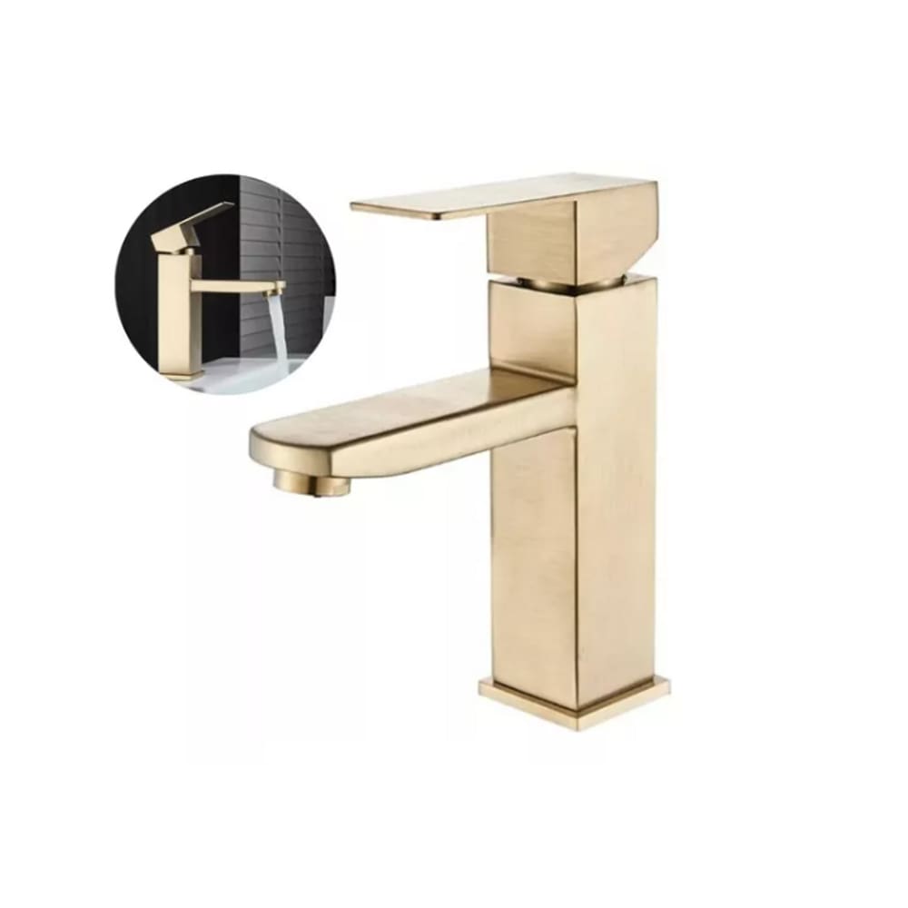 Torneira Lavabo Monocomando Banheiro Dourada Misturador Brinovar