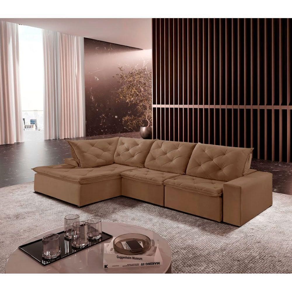 Sofá Hércules Veludo 2 Módulos 90cm Chaise Meu Sofá Online B016 Veludo Marrom