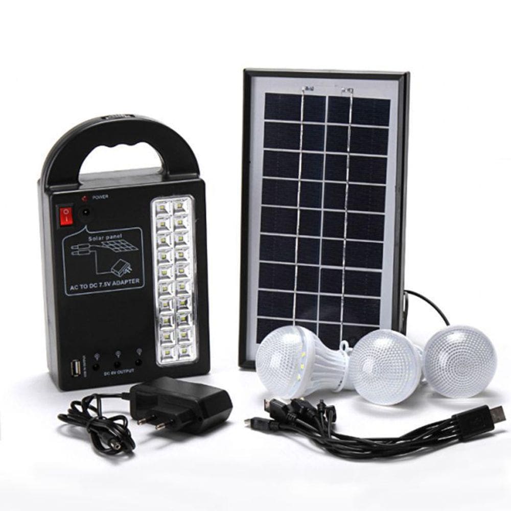 Luminaria Placa Solar Lanterna Usb 3 Lampadas Emergencia