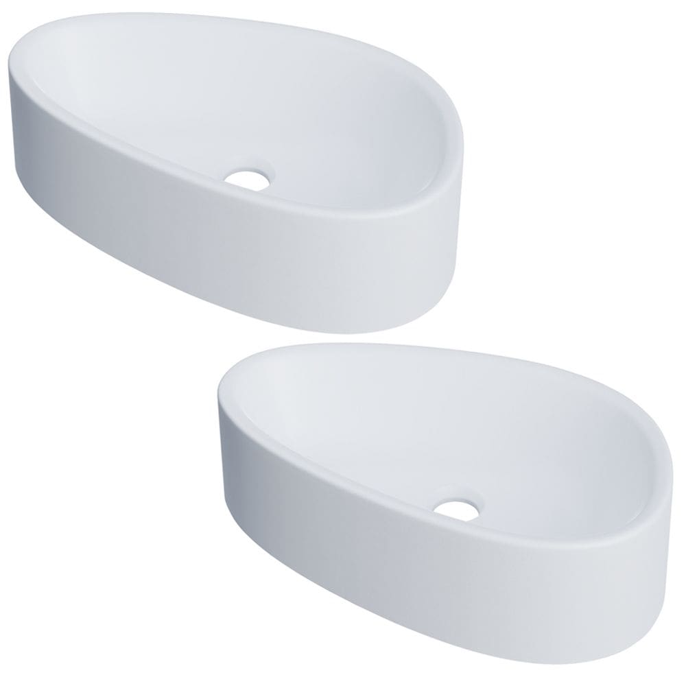 Kit 02 Cubas de Apoio Gota Para Banheiro Lavabo C01 BG43W Branca Matte Fosca - Lyam